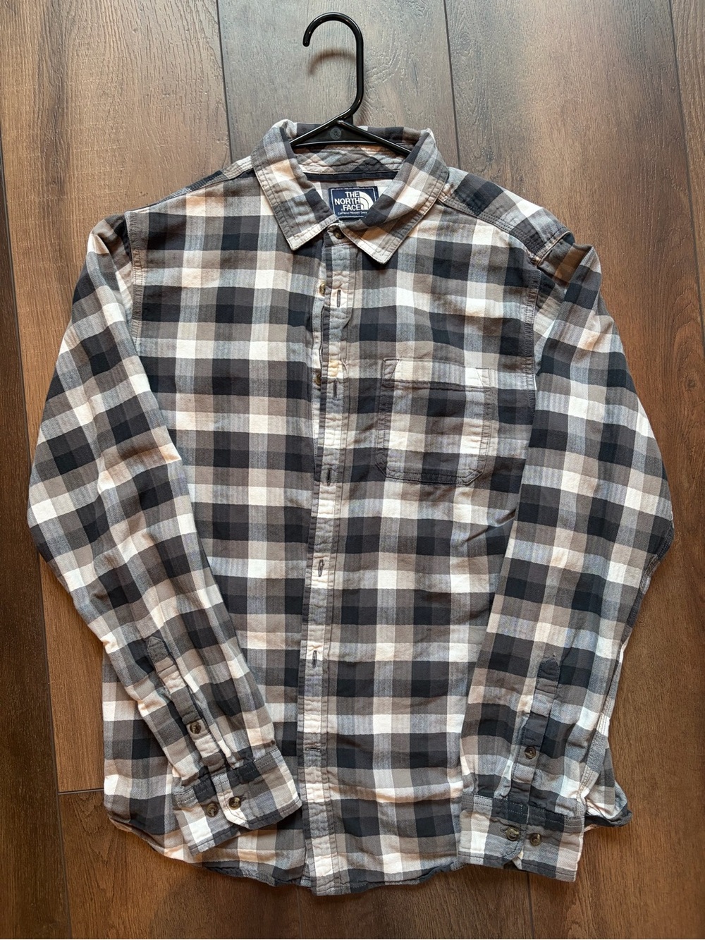 The North Face Men’s Black, White & Tan Plaid Button-Down Shirt